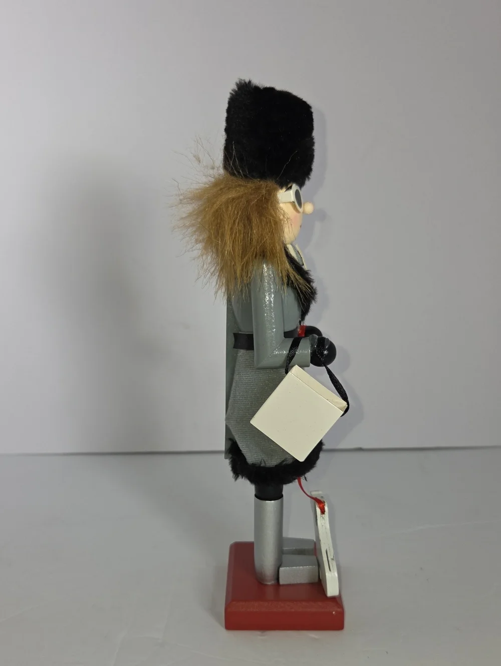 Pier 1 Import Wooden Nutcracker Lady in Gray with Black Fur Trim 10